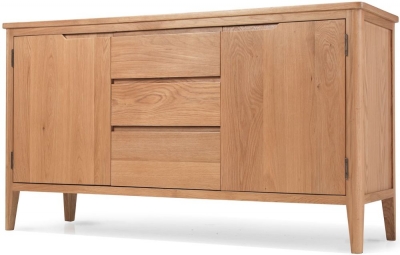 Product photograph of Asby Scandinavian Style Oak Large Sideboard 140cm W With 2 Doors And 3 Drawers from Choice Furniture Superstore