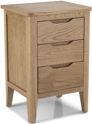 Product photograph of Bresca Scandi Style Oak Narrow Bedside Cabinet 3 Drawers - Curved Edges from Choice Furniture Superstore