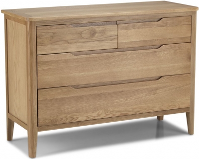 Product photograph of Bresca Scandi Style Oak Wide Chest 2 2 Drawers - Curved Edges from Choice Furniture Superstore