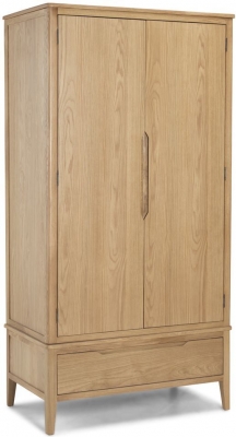 Product photograph of Bresca Scandi Style Oak Double Wardrobe 2 Doors With 1 Bottom Storage Drawer from Choice Furniture Superstore
