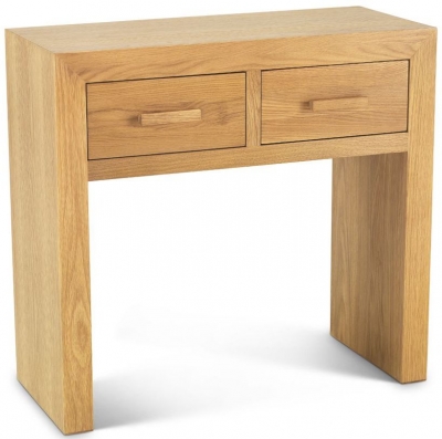 Product photograph of Cube Light Oak Narrow Hallway Console Table With 2 Drawers from Choice Furniture Superstore