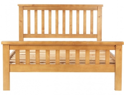 Product photograph of Churchill Waxed Pine Bed Frame Low Foot End With Slatted Headboard from Choice Furniture Superstore