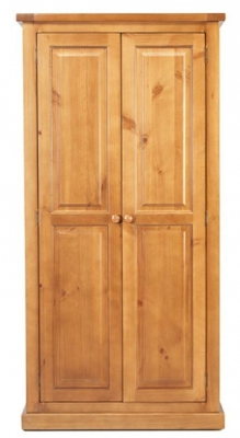 Product photograph of Churchill Waxed Pine Double Wardrobe All Hanging With 2 Doors from Choice Furniture Superstore