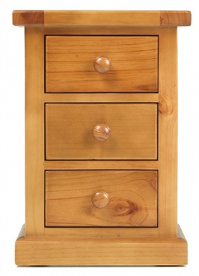 Product photograph of Churchill Waxed Pine Bedside Cabinet 3 Drawers from Choice Furniture Superstore