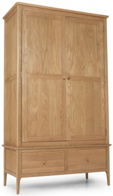 Product photograph of Cornett Shaker Style Oak Double Wardrobe 2 Doors With 2 Bottom Storage Drawers from Choice Furniture Superstore