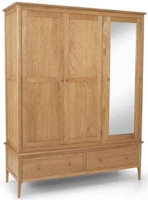 Product photograph of Cornett Shaker Style Oak Combi Wardrobe 3 Doors Mirror Front With 2 Bottom Storage Drawers from Choice Furniture Superstore