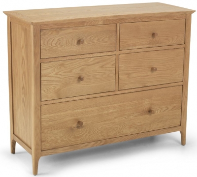 Product photograph of Cornett Oak 5 Drawer Chest from Choice Furniture Superstore