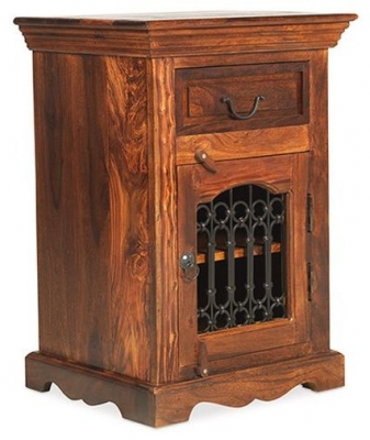 Jali Indian Sheesham Rhf Door Bedside Cabinet