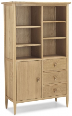 Product photograph of Skean Scandinavian Style Oak Display Shelves With Bottom Storage Cabinet from Choice Furniture Superstore