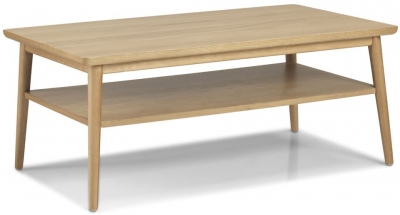 Product photograph of Skean Scandinavian Style Oak Coffee Table With Bottom Shelf from Choice Furniture Superstore