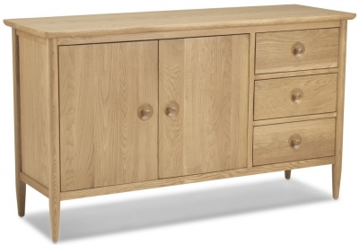 Product photograph of Skean Scandinavian Style Oak Medium Sideboard 135cm With 2 Doors And 3 Drawers from Choice Furniture Superstore