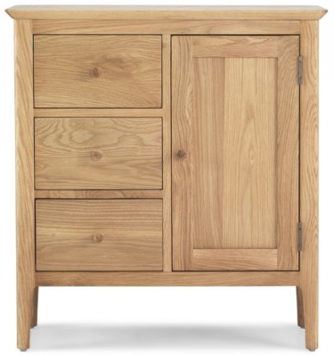 Product photograph of Wadsworth Waxed Oak Narrow Hallway Cupboard - 1 Door And 3 Drawers from Choice Furniture Superstore