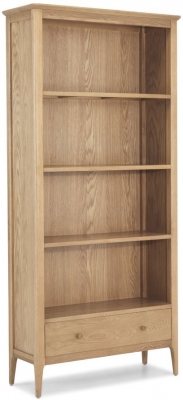 Product photograph of Wadsworth Waxed Oak Large Bookcase 185cm Tall Bookshelf With 1 Bottom Storage Drawer from Choice Furniture Superstore