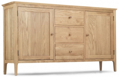 Wadsworth Waxed Oak Large Sideboard, 160cm with 2 Doors and 3 Drawers