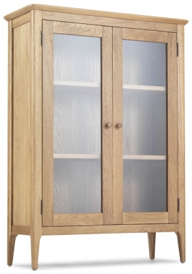 Wadsworth Waxed Oak Glazed Cabinet with 2 Glass Doors
