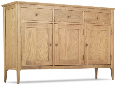 Product photograph of Wadsworth Waxed Oak Medium Sideboard 135cm With 3 Doors And 3 Drawers from Choice Furniture Superstore