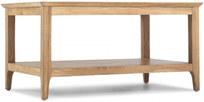 Product photograph of Wadsworth Waxed Oak Large Coffee Table With Bottom Shelf from Choice Furniture Superstore