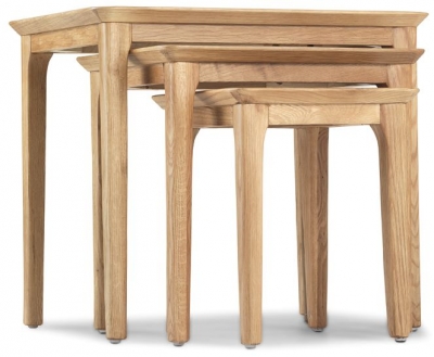 Product photograph of Wadsworth Waxed Oak Nest Of Tables Set Of 3 from Choice Furniture Superstore