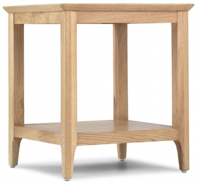 Wadsworth Waxed Oak Square Top Side Table with Bottom Shelf