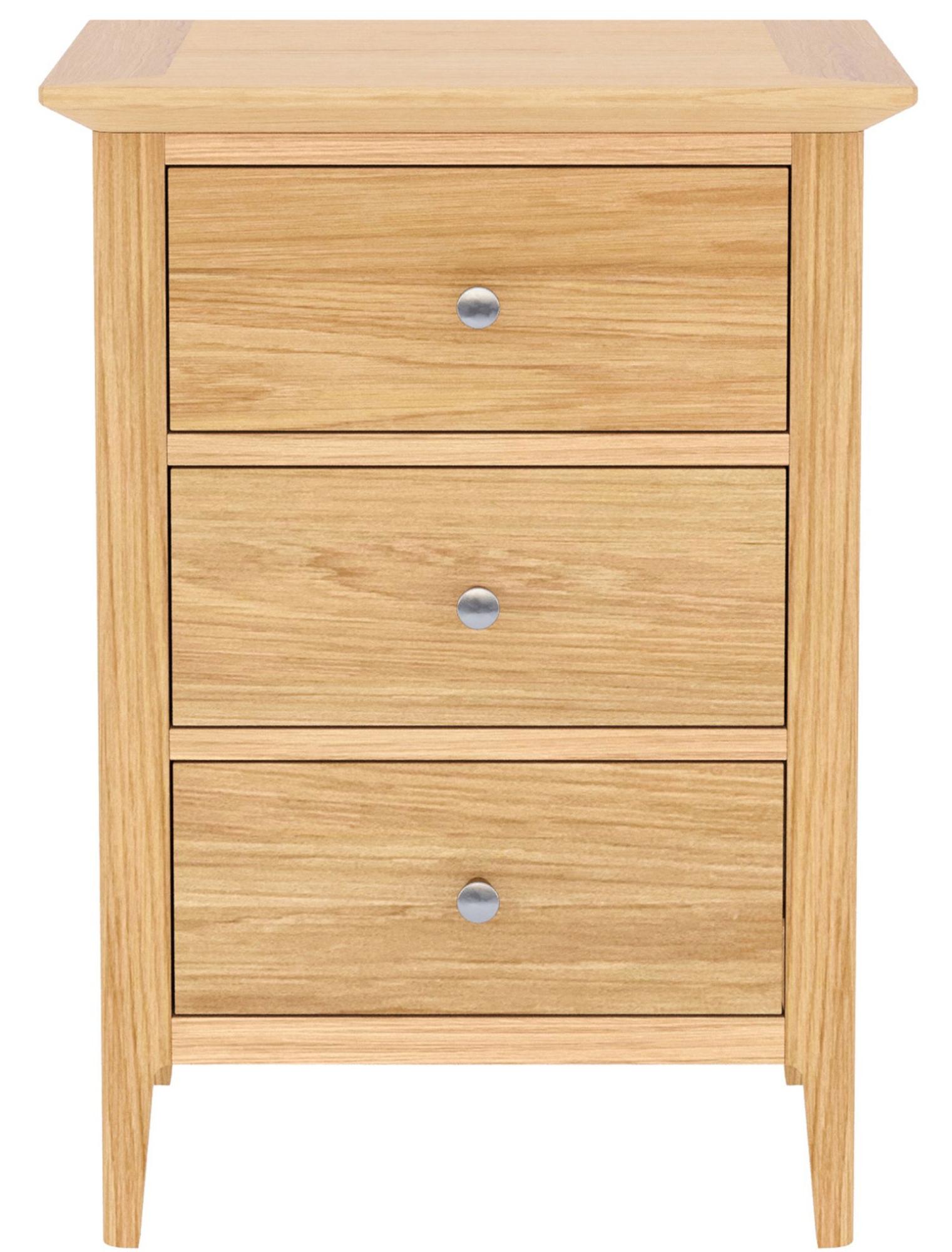 Saxby Oak 3 Drawer Bedside Cabinet