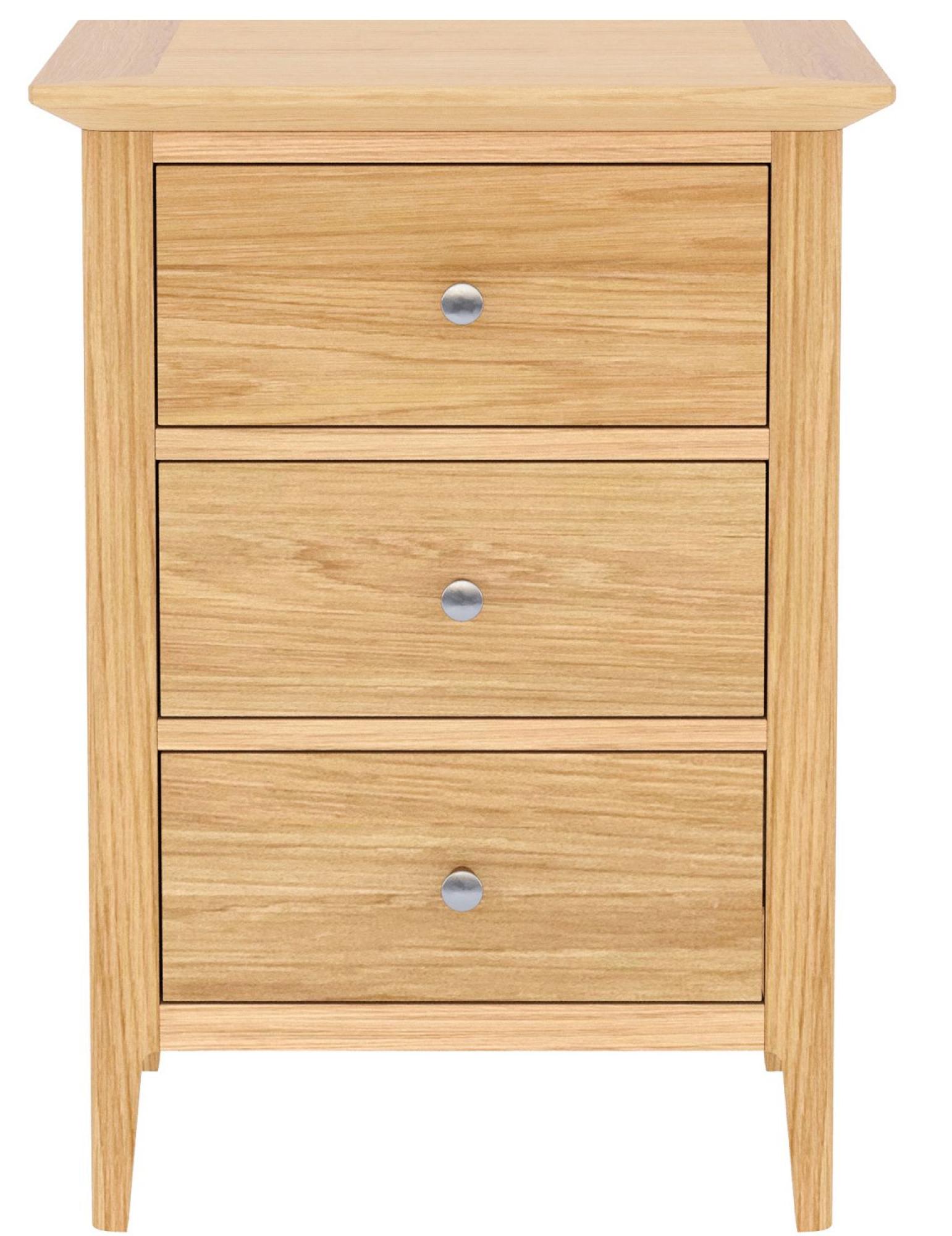 Saxby Oak 3 Drawer Narrow Bedside Cabinet