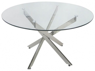 Product photograph of Nova Value Glass And Chrome Large Round Dining Table from Choice Furniture Superstore