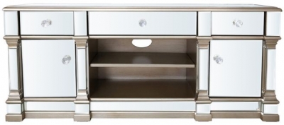 Product photograph of Apollo Champagne Gold Mirrored Tv Unit from Choice Furniture Superstore