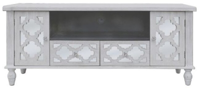 Product photograph of Hampton Beach Mirrored Entertainment Unit from Choice Furniture Superstore
