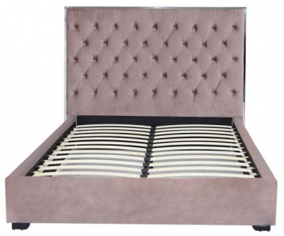 Product photograph of Monaco Rose Pink Velvet 5ft Bed Frame from Choice Furniture Superstore