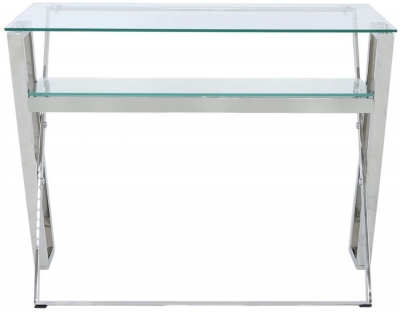 Product photograph of Dylan Cross Frame Desk - Glass And Chrome from Choice Furniture Superstore