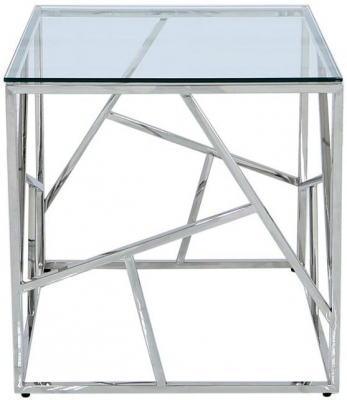 Product photograph of Value Azaria Glass And Chrome Square End Table from Choice Furniture Superstore