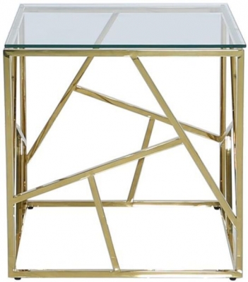 Product photograph of Value Azaria Glass And Gold Square End Table from Choice Furniture Superstore