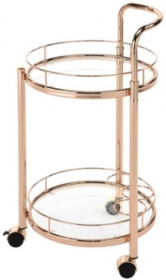 Product photograph of Value Harry Drinks Trolley - Rose Gold And Clear Glass from Choice Furniture Superstore