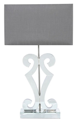 Product photograph of Adara Clear Glass Table Lamp With Grey Shade from Choice Furniture Superstore