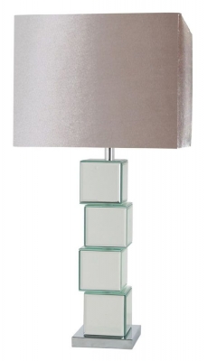 Product photograph of Block Design Mirrored Table Lamp With Champagne Shade from Choice Furniture Superstore