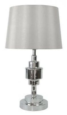 Product photograph of Chrome Geometric Design Base Table Lamp With Grey Shade Set Of 2 from Choice Furniture Superstore