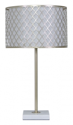Product photograph of Gold And Marble Table Lamp With White Shade from Choice Furniture Superstore
