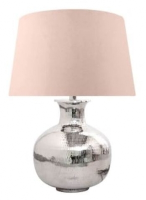 Product photograph of Nickel Plated 40cm Table Lamp With Pink Velvet Shade from Choice Furniture Superstore