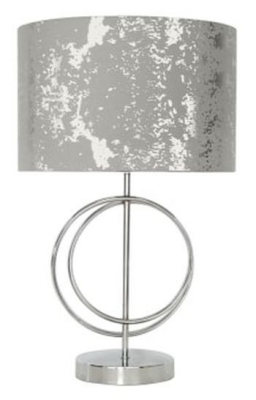 Product photograph of Chrome Circle Design Table Lamp With Silver Shade Set Of 2 from Choice Furniture Superstore