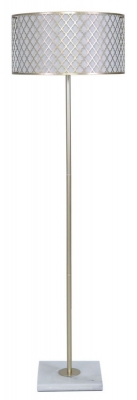 Product photograph of Gold Floor Lamp With White Shade from Choice Furniture Superstore