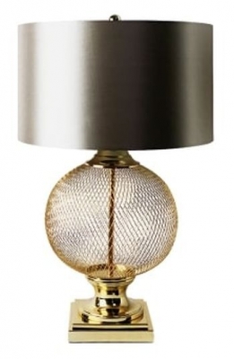 Product photograph of Gold Wire Mesh Table Lamp With Champaign Shades from Choice Furniture Superstore