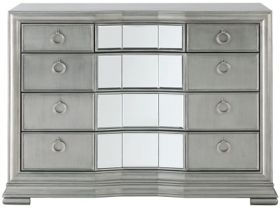 Product photograph of Lucca Mirrored Grey 5 Drawer Chest from Choice Furniture Superstore
