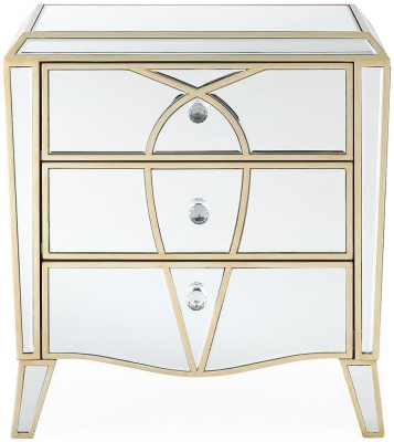 Product photograph of Pristina Mirrored Champagne 3 Drawer Bedside Cabinet from Choice Furniture Superstore
