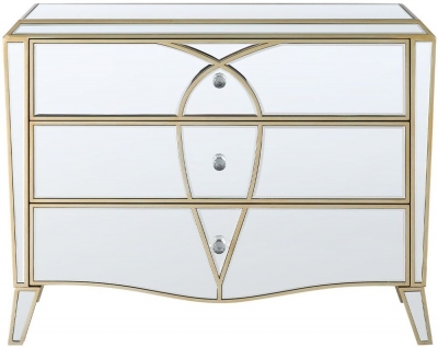 Product photograph of Pristina Mirrored Champagne 3 Drawer Chest from Choice Furniture Superstore
