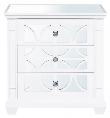 Product photograph of Torino White Mirrored 3 Drawer Bedside Cabinet from Choice Furniture Superstore