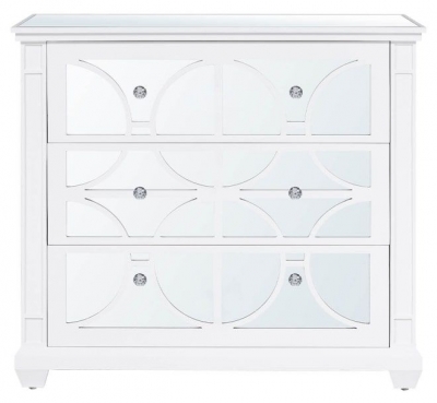 Product photograph of Torino White Mirrored 3 Drawer Chest from Choice Furniture Superstore