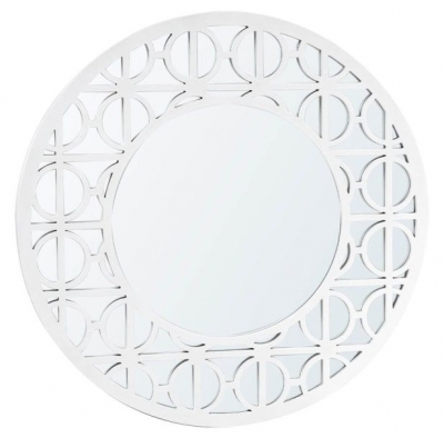 Product photograph of Torino White Round Wall Mirror from Choice Furniture Superstore