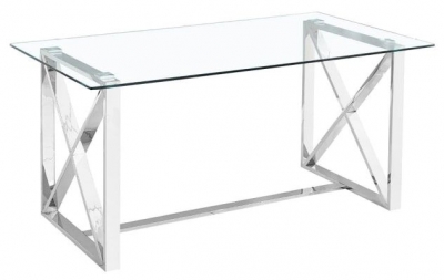 Product photograph of Zenith Glass And Chrome Dining Table from Choice Furniture Superstore