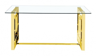 Product photograph of Apex Glass And Gold Dining Table from Choice Furniture Superstore