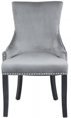 Product photograph of Marine Grey Velvet Diamond Ring Knockerback Dining Chair Sold In Pairs from Choice Furniture Superstore